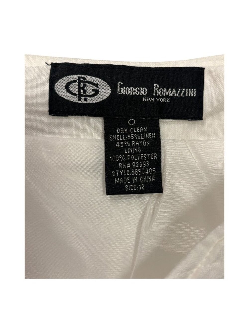 George Rowezzini New York Ivory Linen Rayon Skirt Suit Size 12 2-Piece Career Of - Picture 6 of 12